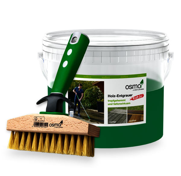 Osmo Holz-Entgrauer Kraft-Gel restores the natural colour of your garden bench.