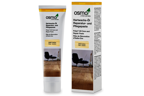 Osmo Hartwachs-Öl Reparatur- und Pflegepaste as a tube in a carton.