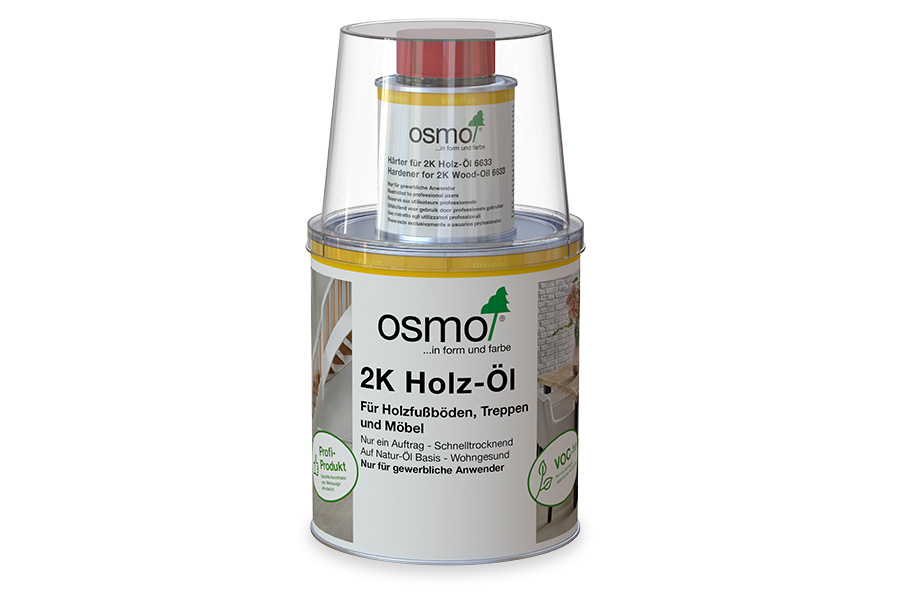 Osmo 2K Holz-Öl schafft bereits durch einen einmaligen Auftrag dauerhaft schöne, wohngesunde und optimal geschützte Oberflächen. (Foto: Osmo)